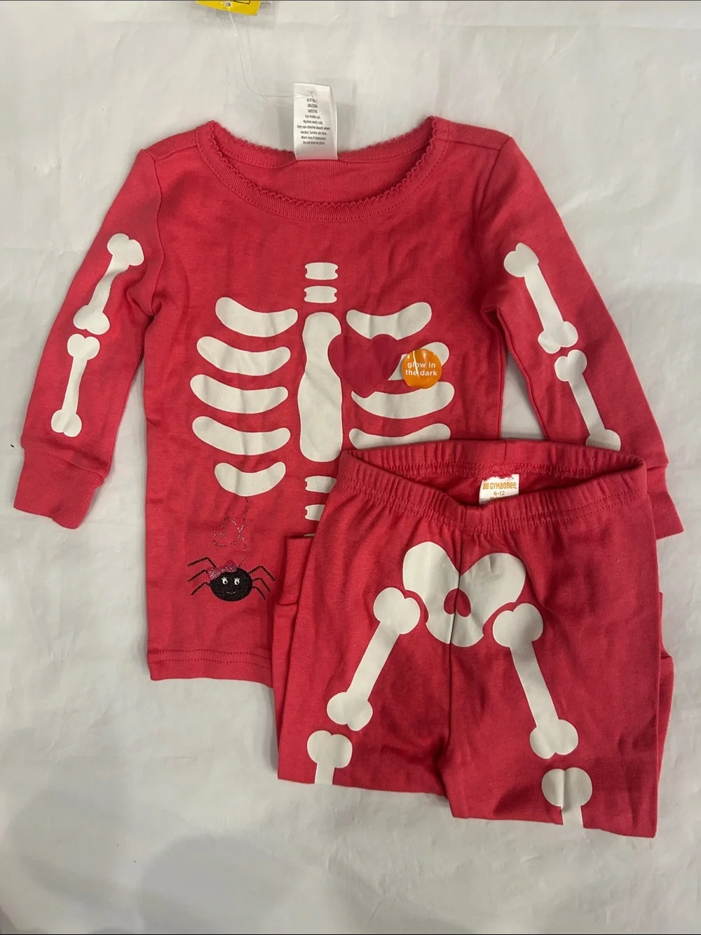 Gymboree Red Pajama Set with White Skeleton Print
